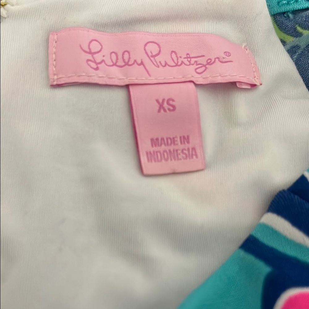 Lilly Pulitzer Dress Womens XS Blue Pink Private Island Engineered Preppy - Picture 3 of 8